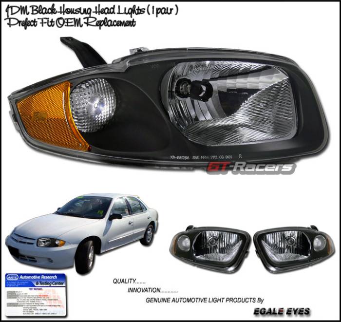 Custom Disco - Chevrolet Cavalier Custom Disco Black Headlights - LH-CAV03JM-KS