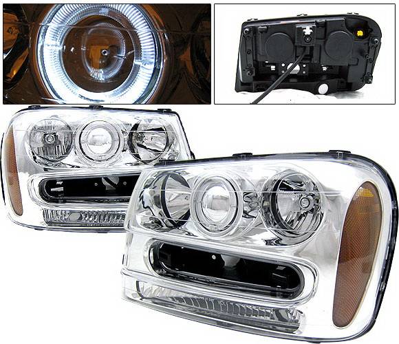 4 Car Option - Chevrolet Trail Blazer 4 Car Option Halo Projector Headlights - Chrome - LP-CTB02CC-KS