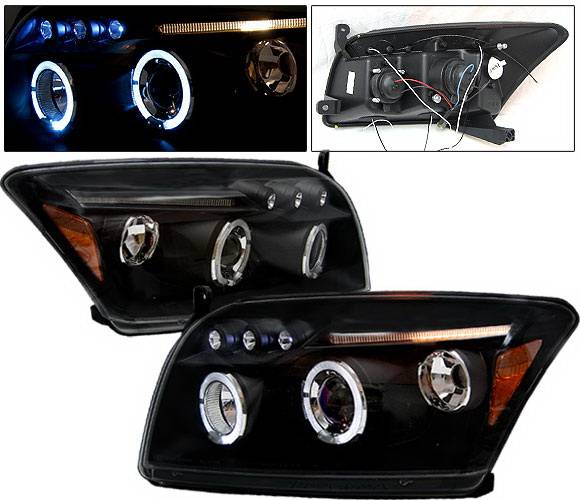 4 Car Option - Dodge Caliber 4 Car Option LED Dual Halo Projector Headlights - Black - LP-DCAB06BB-5