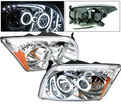 4 Car Option - Dodge Caliber 4 Car Option CCFL Halo LED Projector Headlights - Chrome - LP-DCAB06CF-KS