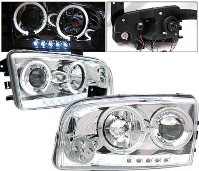 4 Car Option - Dodge Charger 4 Car Option Halo Projector Headlights - Chrome - LP-DCHAR05CC-YD
