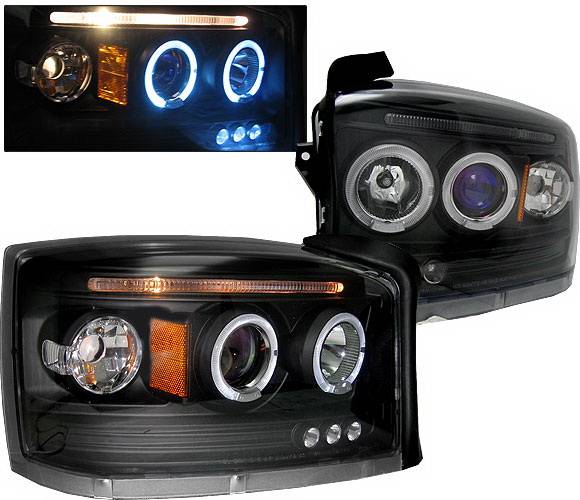 4 Car Option - Dodge Dakota 4 Car Option LED Halo Projector Headlights - Black - LP-DD05BB-5