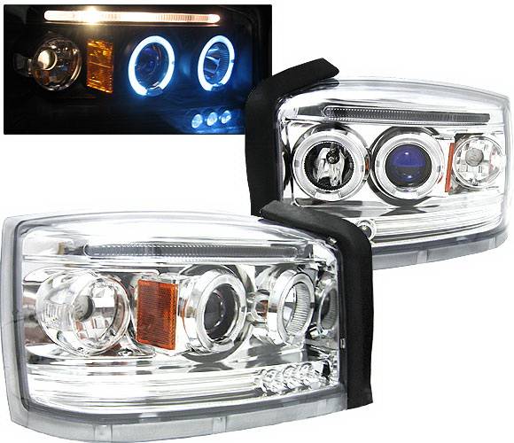 4 Car Option - Dodge Dakota 4 Car Option LED Halo Projector Headlights - Chrome - LP-DD05CB-5