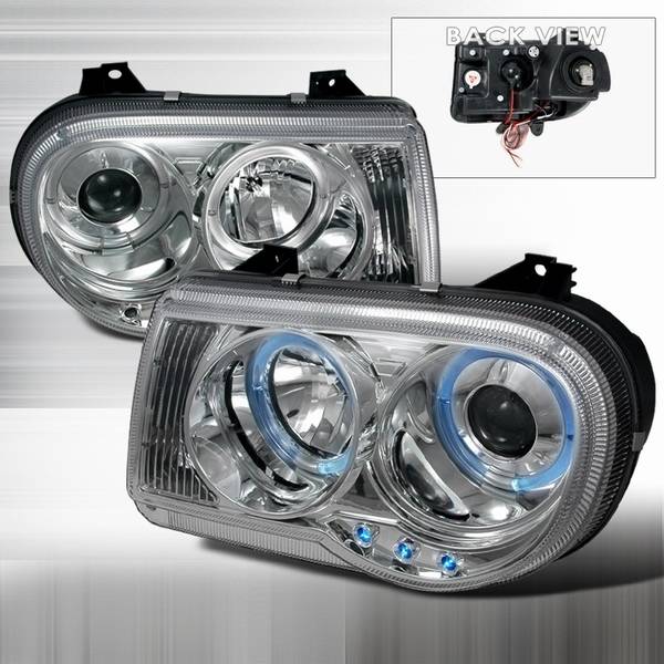 Custom Disco - Chrysler 300 Custom Disco Chrome Halo LED Projector Headlights - LHP-300C05-YD