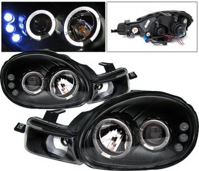 4 Car Option - Dodge Neon 4 Car Option LED Halo Projector Headlights - Black - LP-DN00BC-YD