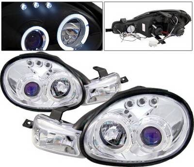 4 Car Option - Dodge Neon 4 Car Option LED Halo Projector Headlights - Chrome - LP-DN00CC-5