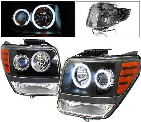 4 Car Option - Dodge Nitro 4 Car Option Halo Projector Headlights - Black CCFL - LP-DNR07BB-KS