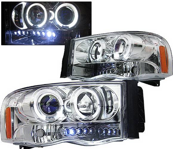4 Car Option - Dodge Ram 4 Car Option Halo Projector Headlights - Chrome - 1PC - LP-DR02CB-5