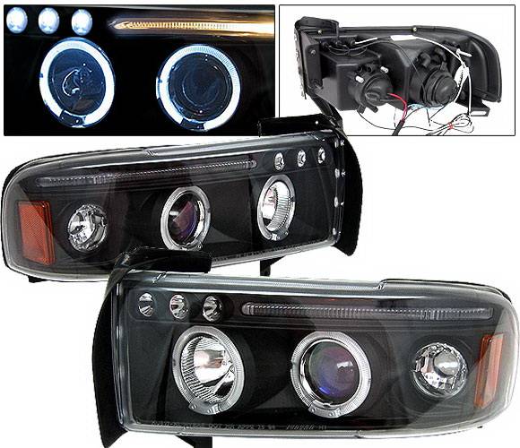 4 Car Option - Dodge Ram 4 Car Option Halo Projector Headlights - Black - 1PC - LP-DR94BC-5