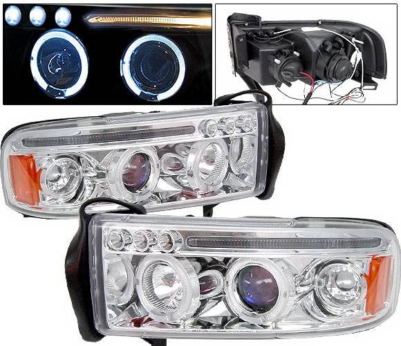 4 Car Option - Dodge Ram 4 Car Option Halo Projector Headlights - Chrome - 1PC - LP-DR94CC-5