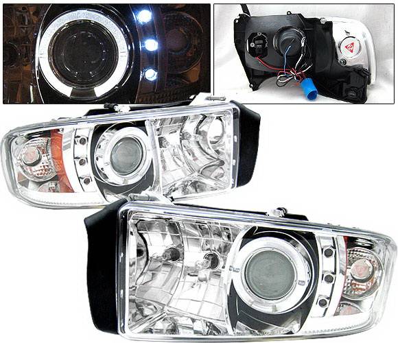 4 Car Option - Dodge Ram 4 Car Option Halo Projector Headlights - Chrome - 1PC - LP-DR94CC-YD