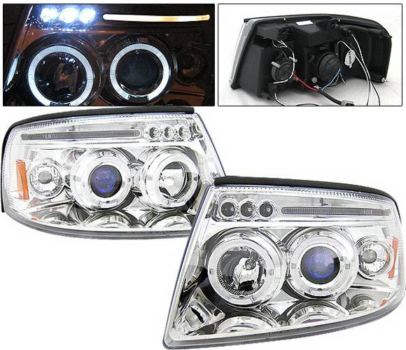 4 Car Option - Ford Expedition 4 Car Option LED Halo Projector Headlights - Chrome - LP-FE04CC-5