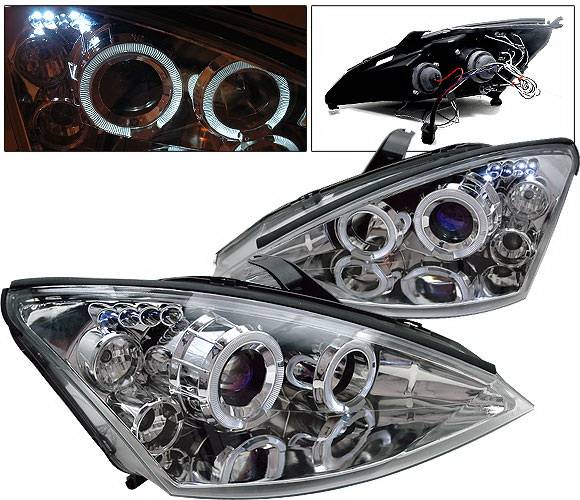 4 Car Option - Ford Focus 4 Car Option Dual Halo Projector Headlights - Chrome - LP-FF00CC-5
