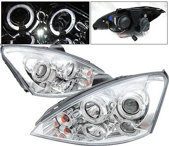4 Car Option - Ford Focus 4 Car Option Dual Halo Projector Headlights - Chrome - LP-FF00CC-YD