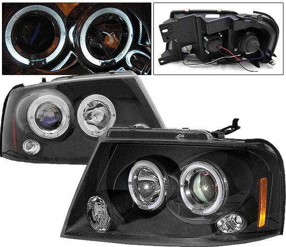 4 Car Option - Ford F150 4 Car Option LED Halo Projector Headlights - Black - LP-FF15004BB-5