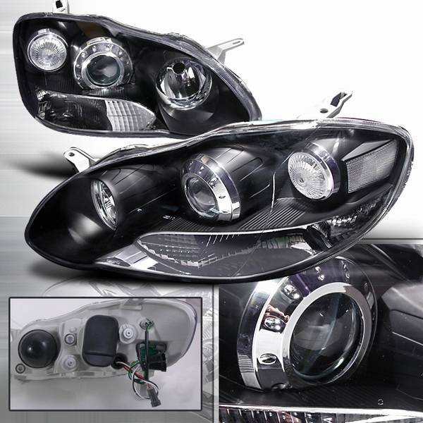 Custom Disco - Toyota Corolla Custom Disco Black Projector Headlights - LHP-C-OR03JM-DP