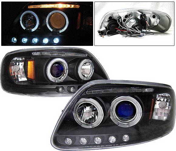 4 Car Option - Ford F150 4 Car Option LED Dual Halo Projector Headlights - Black - LP-FF150BB-5
