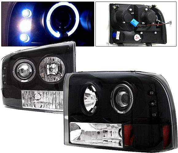 4 Car Option - Ford F350 4 Car Option Excursion Projector Headlights - Black - LP-FF250BC-YD