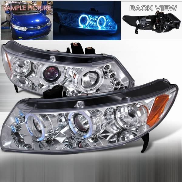 Custom Disco - Honda Civic 2DR Custom Disco Clear Projector Headlights - LHP-CV062-TM