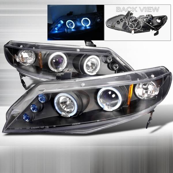 Custom Disco - Honda Civic 4DR Custom Disco Black Halo Projector Headlights - LHP-CV064JM-TM