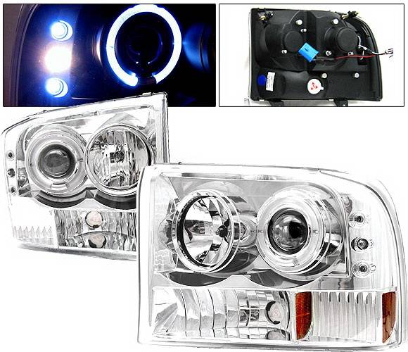 4 Car Option - Ford F350 4 Car Option Excursion Projector Headlights - Chrome - LP-FF250CC-YD