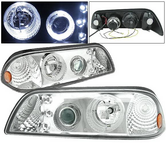 4 Car Option - Ford Mustang 4 Car Option LED Halo Projector Headlights - Chrome - LP-FM87CC-9-A