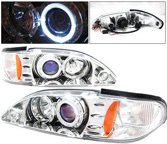 4 Car Option - Ford Mustang 4 Car Option Halo Projector Headlights Chrome - 1PC - LP-FM94CB-KS