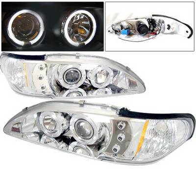 4 Car Option - Ford Mustang 4 Car Option Halo Projector Headlights - Chrome - 1PC - LP-FM94CC-YD