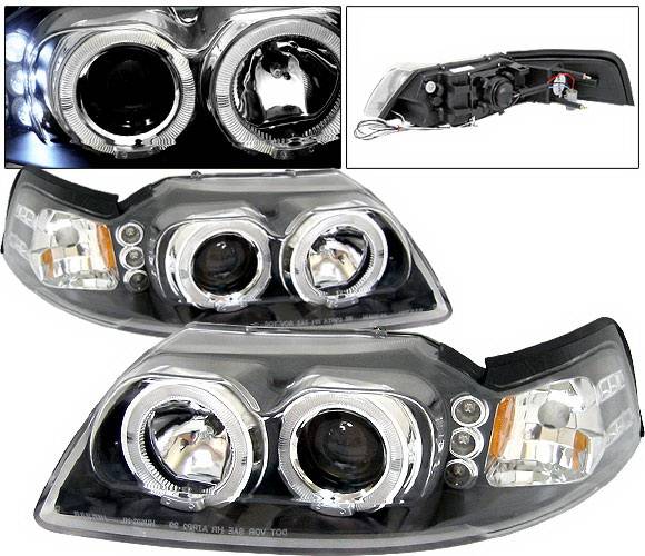 4 Car Option - Ford Mustang 4 Car Option Halo Projector Headlights - Black - LP-FM99BBR-5