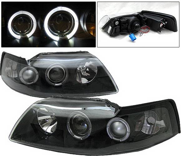 4CarOption - Ford Mustang 4CarOption Dual Halo Projector Headlights - LP-FM99BB-YD