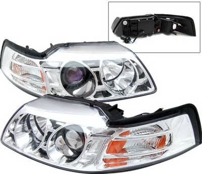 4 Car Option - Ford Mustang 4 Car Option Projector Headlights - Chrome - LP-FM99CB-KS