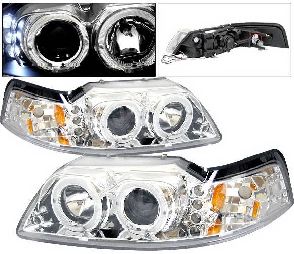 4 Car Option - Ford Mustang 4 Car Option Halo Projector Headlights - Chrome - LP-FM99CBR-5