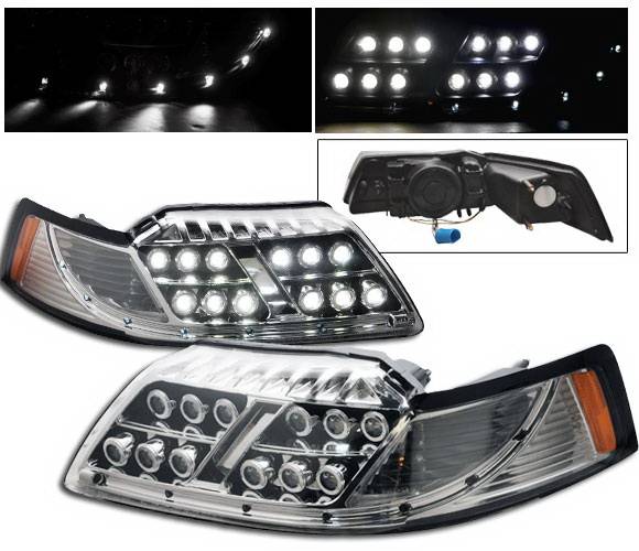 4CarOption - Ford Mustang 4CarOption LED Projector Headlights - LP-FM99LEDC-1