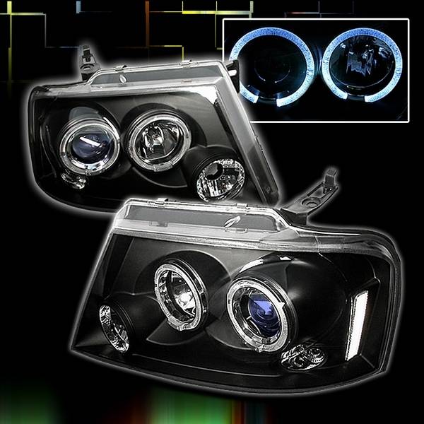 Custom Disco - Ford F150 Custom Disco Black Projector Headlights - LHP-F15004JMB-TM