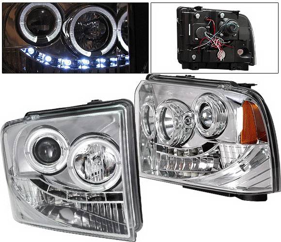 4 Car Option - Ford F350 4 Car Option Halo Projector Headlights - Chrome - LP-FS05CC-YD