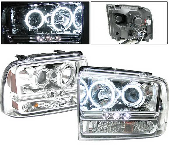 4 Car Option - Ford F350 4 Car Option CCFL Projector Headlights - Chrome - LP-FS05CF-KS