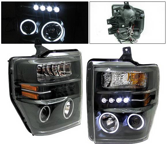 4 Car Option - Ford Superduty 4 Car Option Halo Projector Headlights - Black CCFL - LP-FS08BF-KS