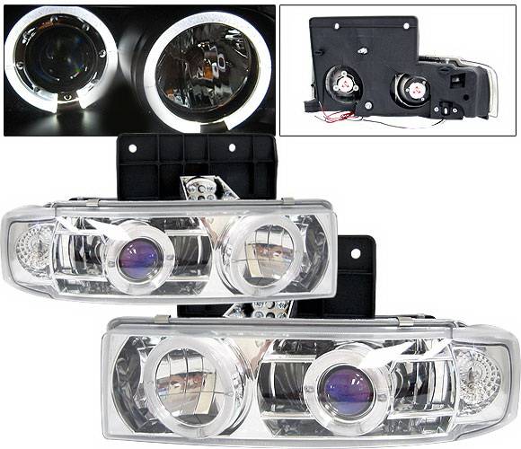 4 Car Option - Chevrolet Astro 4 Car Option Halo Projector Headlights - Chrome & Blue - LP-GA85CB-YD