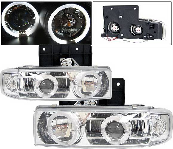 4 Car Option - Chevrolet Astro 4 Car Option Halo Projector Headlights - Chrome & Clear - LP-GA85CC-YD