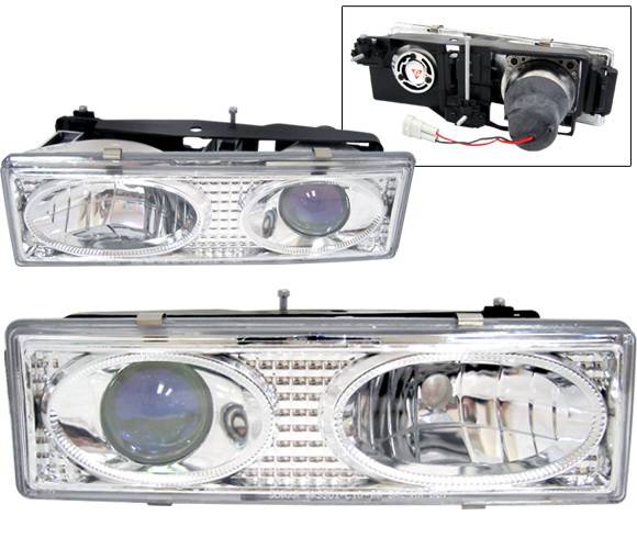 4 Car Option - Chevrolet C10 4 Car Option Projector Headlights - Chrome & Blue - V2 - LP-GC88V2CB-YD