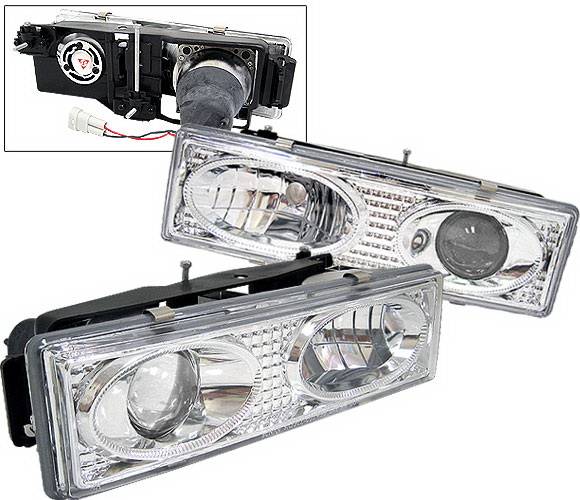 4 Car Option - Chevrolet C10 4 Car Option Projector Headlights - Chrome & Clear - V2 - LP-GC88V2CC-YD