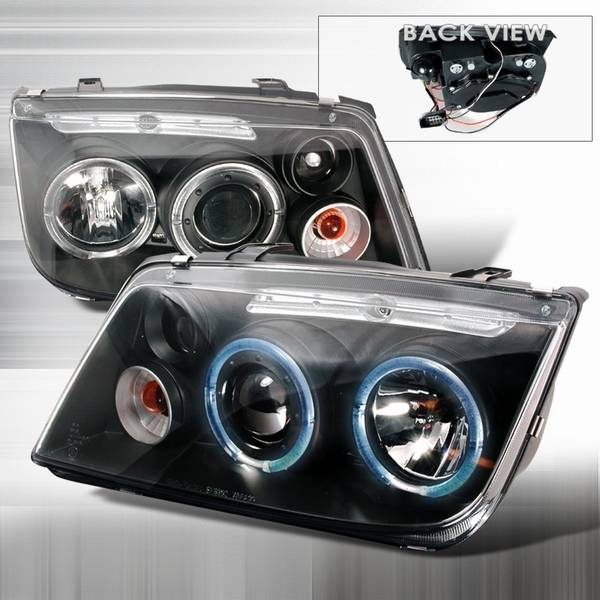 Custom Disco - Volkswagen Jetta Custom Disco Black & Clear Halo Projector Headlights - LHP-JET99JM-YD