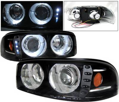 4 Car Option - GMC Denali 4 Car Option Dual Halo Projector Headlights - Black - LP-GD01BC-1