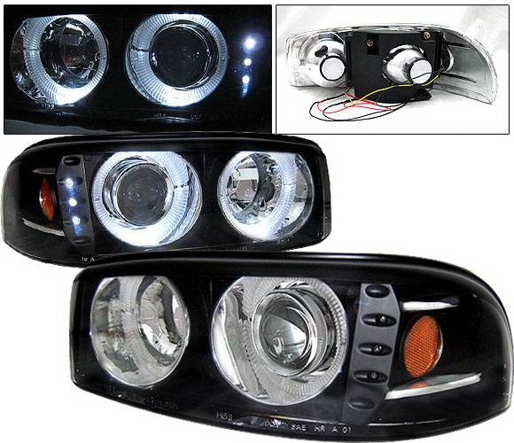 4 Car Option - GMC Yukon 4 Car Option Dual Halo Projector Headlights - Black - LP-GD01BC-1
