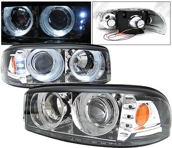4 Car Option - GMC Yukon 4 Car Option Dual Halo Projector Headlights - Chrome - LP-GD01CC-1