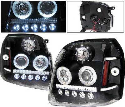 4 Car Option - GMC Denali 4 Car Option LED Halo Projector Headlights - Black - LP-GY07BC-1-A