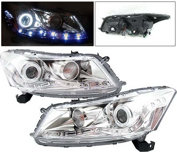 4 Car Option - Honda Accord 4DR 4 Car Option Halo Projector Headlights - Chrome CCFL - LP-HA084CF-KS
