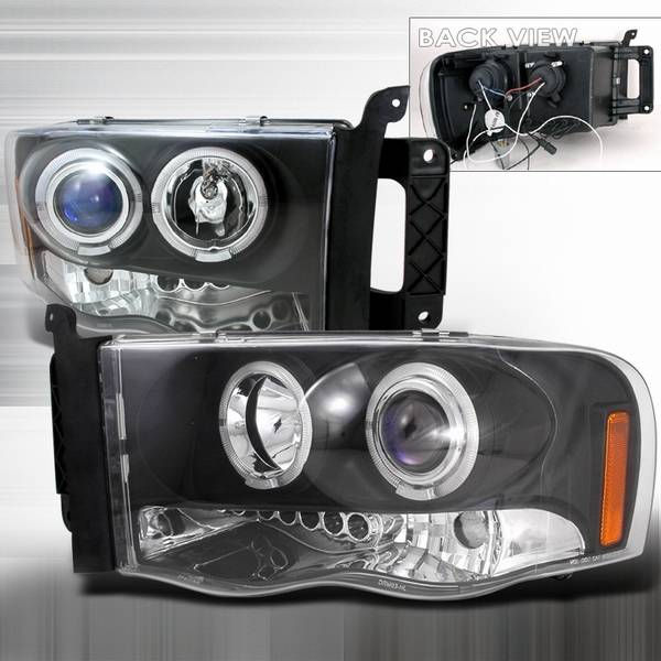 Custom Disco - Dodge Ram Custom Disco Black Halo Projector Headlights - LHP-RAM02HJM-TM