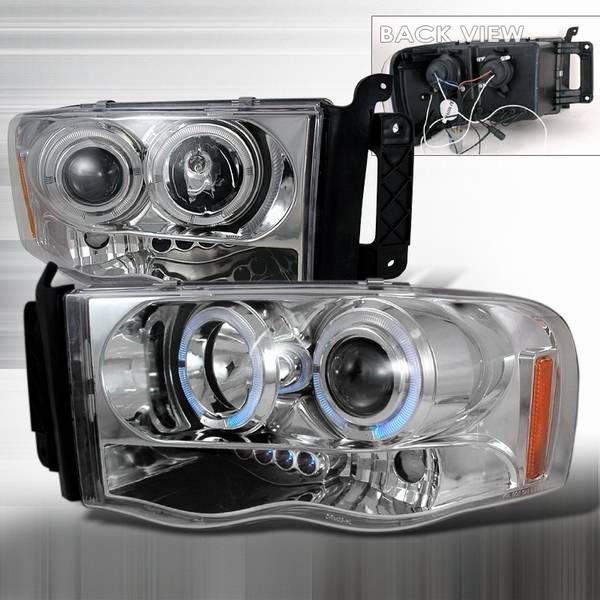 Custom Disco - Dodge Ram Custom Disco Chrome Halo Projector Headlights - LHP-RAM02H-TM