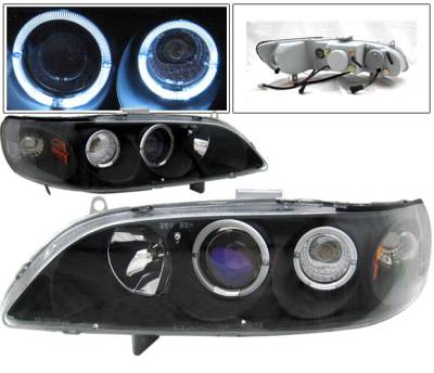 4 Car Option - Honda Accord 4 Car Option Dual Halo Projector Headlights - Black - 1PC - LP-HA98G2BB-KS
